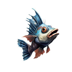 A fish with a very big mouth and a very long tail. Generative AI.