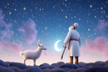 Obraz na płótnie Canvas Generative AI Creates Adorable Goat in 3D - Eid ul Azha