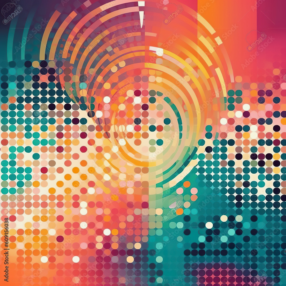 Poster a colorful abstract background with circles and dots. generative ai.