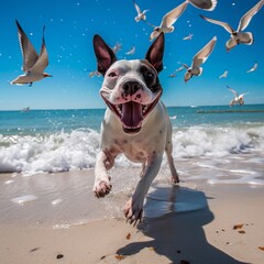 Bull Terrier Enjoying a Day at the Beach