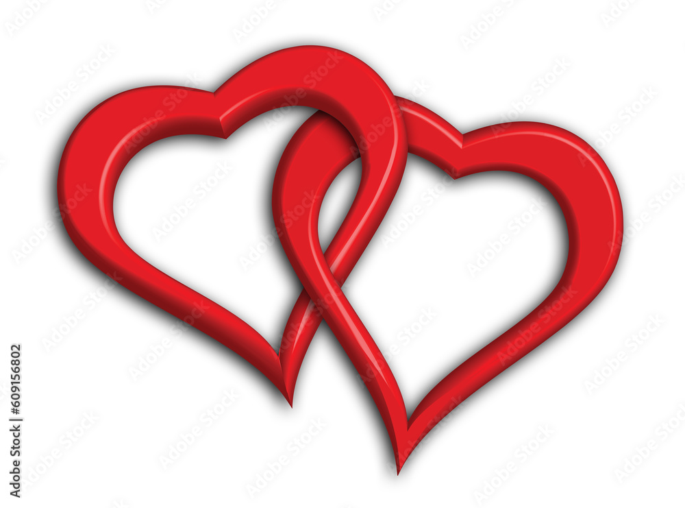 Poster two hearts intertwined - clipping path included (drop shadows not included in clipping path)