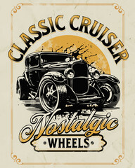 Classic Car And Motorcycle Vector Art, Illustration and Graphic