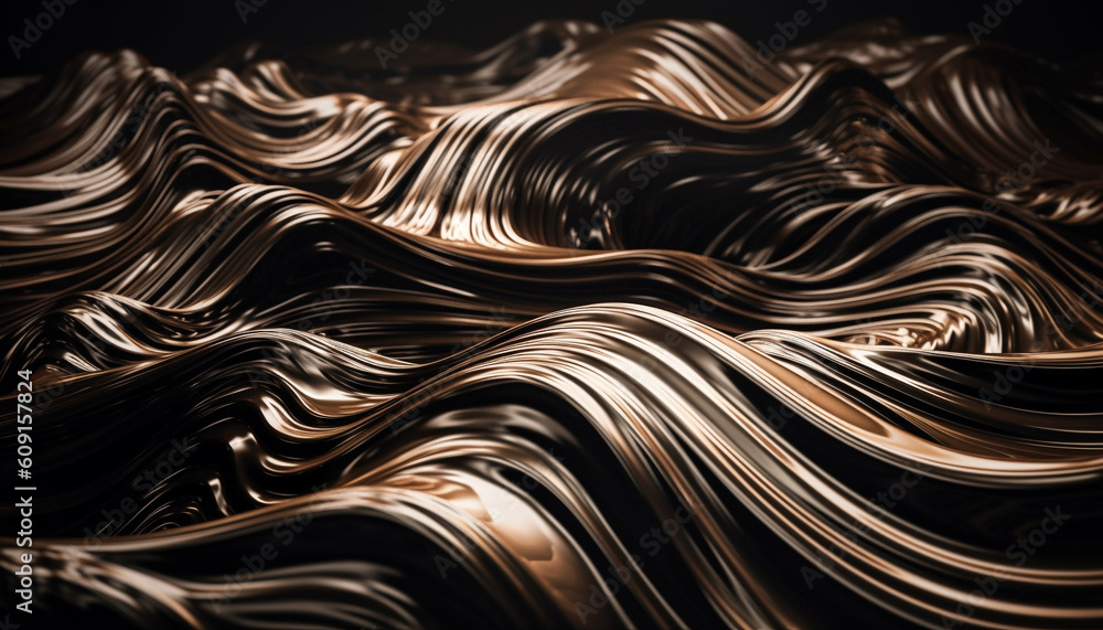 Poster smooth metallic wave pattern reflects futuristic elegance generated by ai