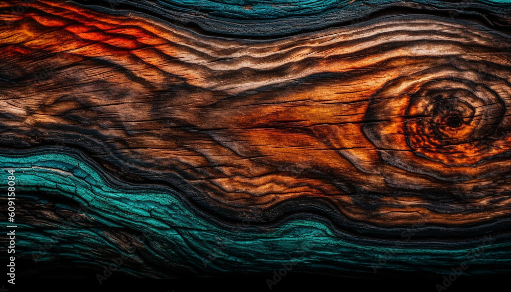 Poster abstract wood plank backdrop with multi colored fractals generated by ai