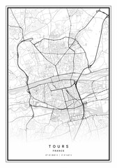 Obraz premium Tours Map Wall Art | Tours France Map Art, Map Wall Art, Digital Map Art