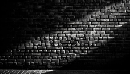 Dark brick wall, rough textured design, ancient architecture generated by AI