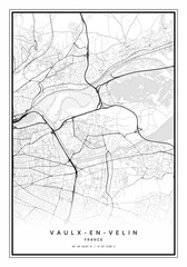 Vaulx en Velin Map Wall Art | Vaulx en Velin France Map Art, Map Wall Art, Digital Map Art