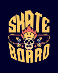 Skate Board - Skull Vector Art, Illustration and Graphic