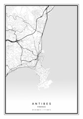 Antibes Map Wall Art | Antibes France Map Art, Map Wall Art, Digital Map Art
