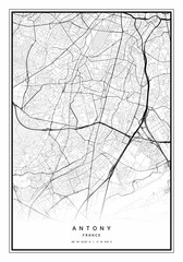 Antony Map Wall Art | Antony France Map Art, Map Wall Art, Digital Map Art