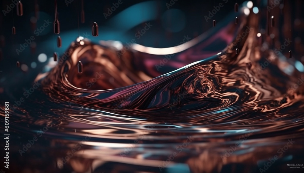 Poster smooth flowing water creates abstract wave pattern generated by ai