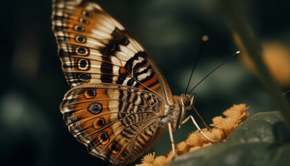 Fototapeta na wymiar Vibrant butterfly pollinates flower, showcasing natural beauty generated by AI