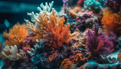 Fototapeta na wymiar Colorful clown fish swim in tropical reef generated by AI