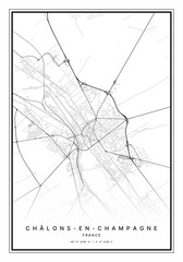 Chalons en Champagne Map Wall Art | Chalons en Champagne France Map Art, Map Wall Art, Digital Map Art