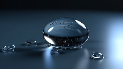 Water drops on a glass surface close-up. generative ai