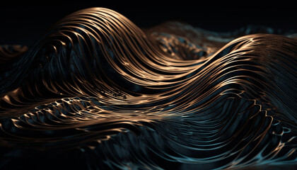 Glowing twisted wave pattern in futuristic illustration generated by AI