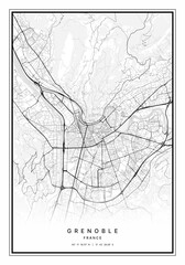 Grenoble Map Wall Art | Grenoble France Map Art, Map Wall Art, Digital Map Art