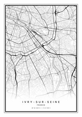 Ivry sur Seine Map Wall Art | Ivry sur Seine France Map Art, Map Wall Art, Digital Map Art