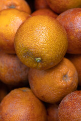 Fresh blood oranges at a market