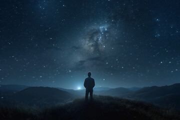 Fototapeta premium silhouette of a person in the night