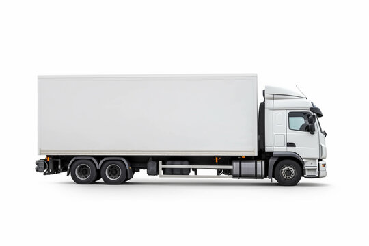 Transportation truck with blank copy space isolated on white. Generative AI