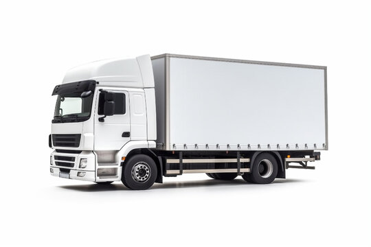 Transportation truck with blank copy space isolated on white. Generative AI