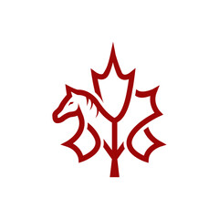 The Elegant Horse Logo with a Merging Maple Leaf Concept