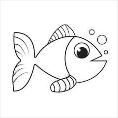 Cute fish cartoon coloring page illustration vector for kids coloring book