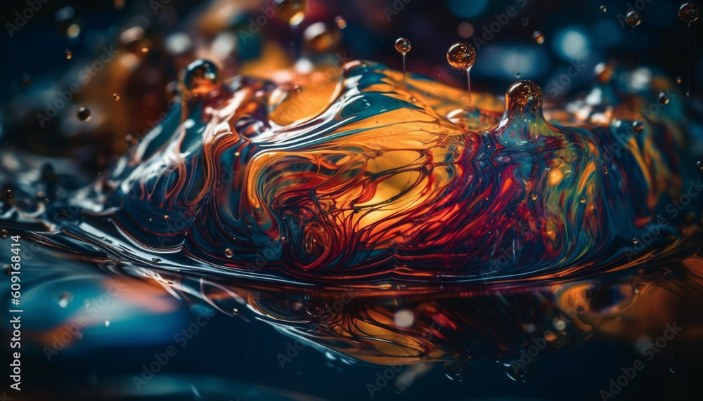 Poster vibrant colors in water create abstract wave pattern generated by ai