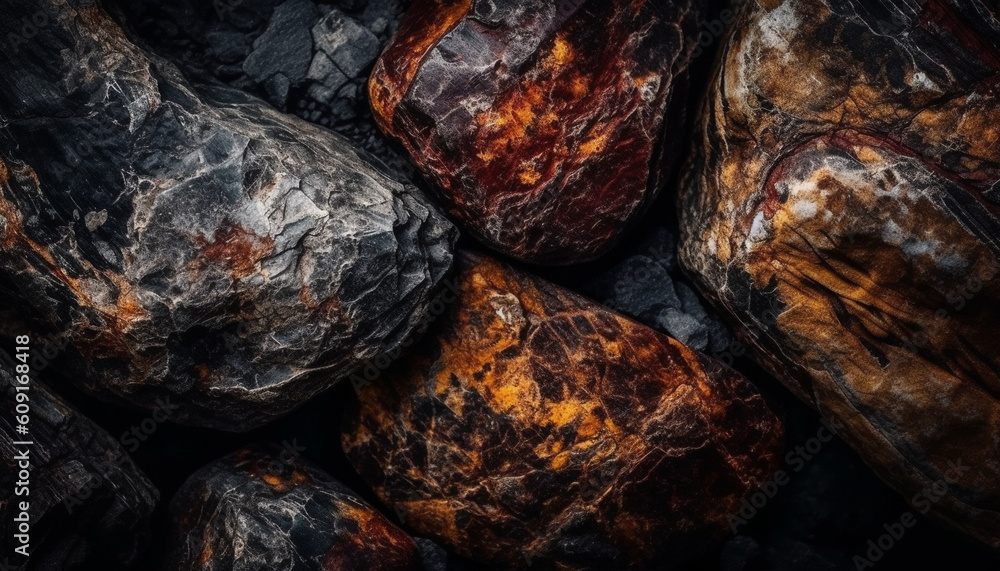 Poster abstract textured pattern of rough stone collection generated by ai