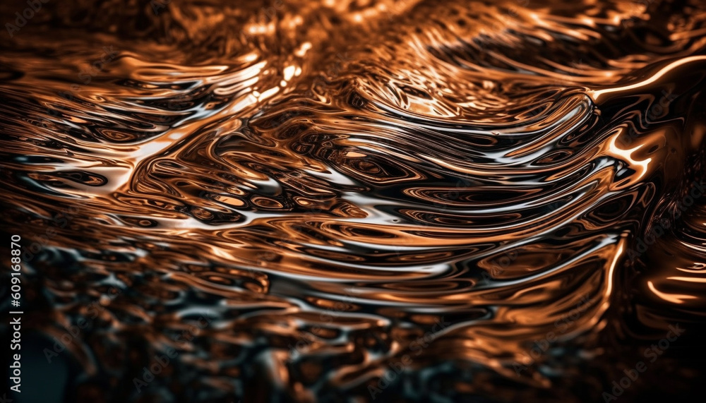 Poster smooth metallic wave pattern reflects abstract creativity generated by ai