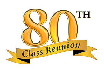 80th Class Reunion Anniversary Gold Banner Icon