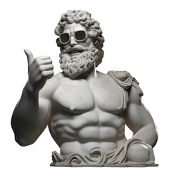 Modern Greek sculpture with a big smile and sunglasses on a transparent background. Generative AI