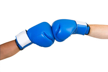 Blue boxing gloves head on