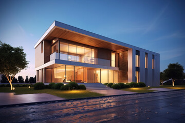 Fototapeta na wymiar Modern & contemporary exterior home design 3d architecture
