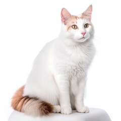 Turkish Van cat cat isolated on white background. Generative AI