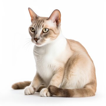 Siamese cat cat isolated on white background. Generative AI