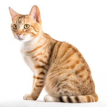 Pixie-Bob cat cat isolated on white background. Generative AI