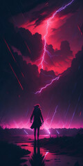 Anime, Anime Wallpaper, Anime pfp, iPhone Wallpaper, Alone Wallpaper, Silhouette, generative AI