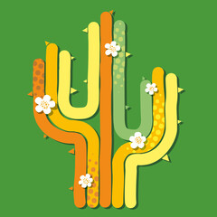 T-shirt decoration with blooming colourful cactus