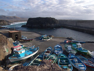 Harbour of a fishing village of the Canarian Island of Fuerteventura  (Spain)