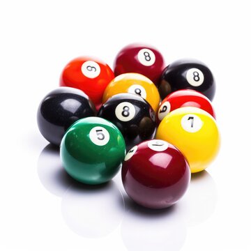 Billiard balls Pool Snooker Carom isolated on white background. Generative AI
