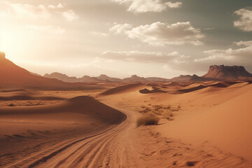 Fototapeta na wymiar sunset in the desert. Generative AI