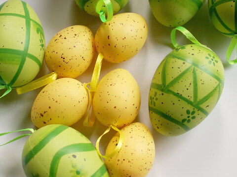 yellow and green easter eggs
