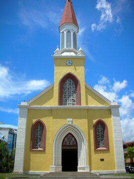 Papeete's cathedral front view, Tahiti