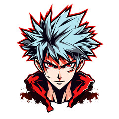 Young man anime style character vector illustration design. Manga Anime Boy Fighter Hair Faces Cartoon face young man anime style character vector illustration design. Anime Hero boy male manga