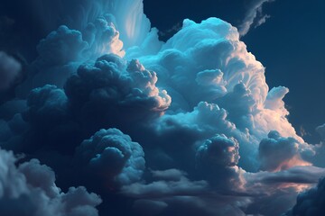Blue cloud background, Generative Ai