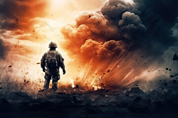 Fototapeta premium concept of modern war created with Generative AI technology