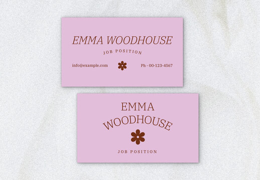 Simple Business Card Layout with Minimal Floral Elements