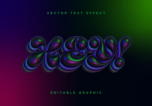 Colourful 3D Inflated Text Effect Mockup